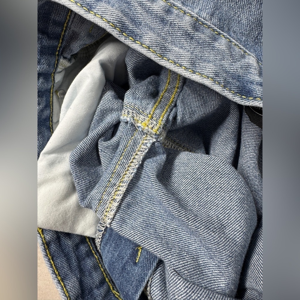 Cider Novelty Sequin Heart Patch Wide Leg High Rise Denim Blue Jeans Size Large - Picture 14 of 15